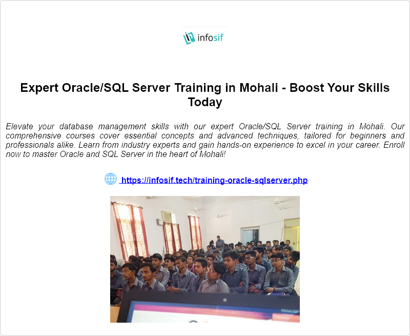 Expert Oracle/SQL Server Training in Mohali - Boost Your Skills Today