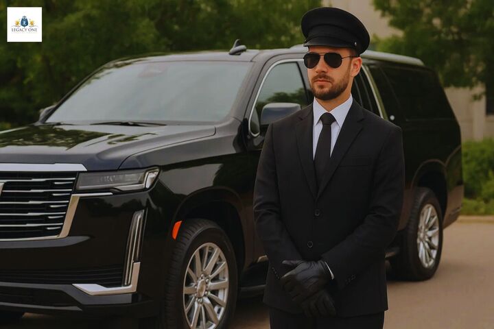 “Executive black sedan providing airport transfer service at Dallas/Fort Worth International Airport (DFW).”