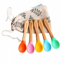 Bamboo Spoons with Soft Silicone Tips