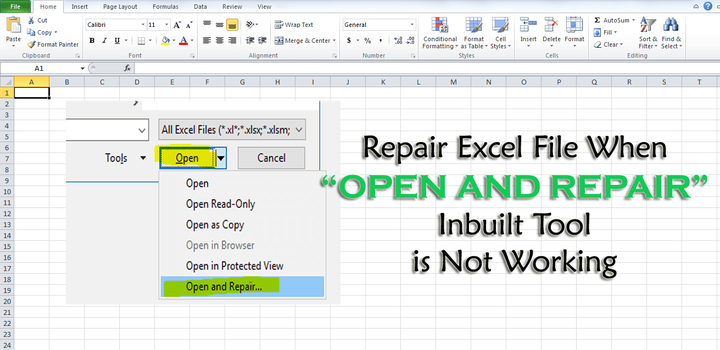 Repair Excel File When Open and Repair Inbuilt Tool is Not Worki